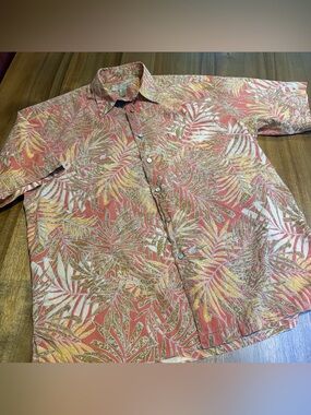 Vtg Tori Richard Hawaiian Shirt M Palm Leaves 100% Cotton US Made Short Sleeve